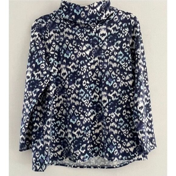 Chico’s Sweater Top Women Pullover Sz 2 long sleeve turtleneck floral print - Picture 1 of 6